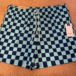 Men’s goodfellow blue checkered UPF 50+ swim trunks